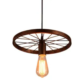 Luminaire suspendu roue vintage en fer • Vintage Univers